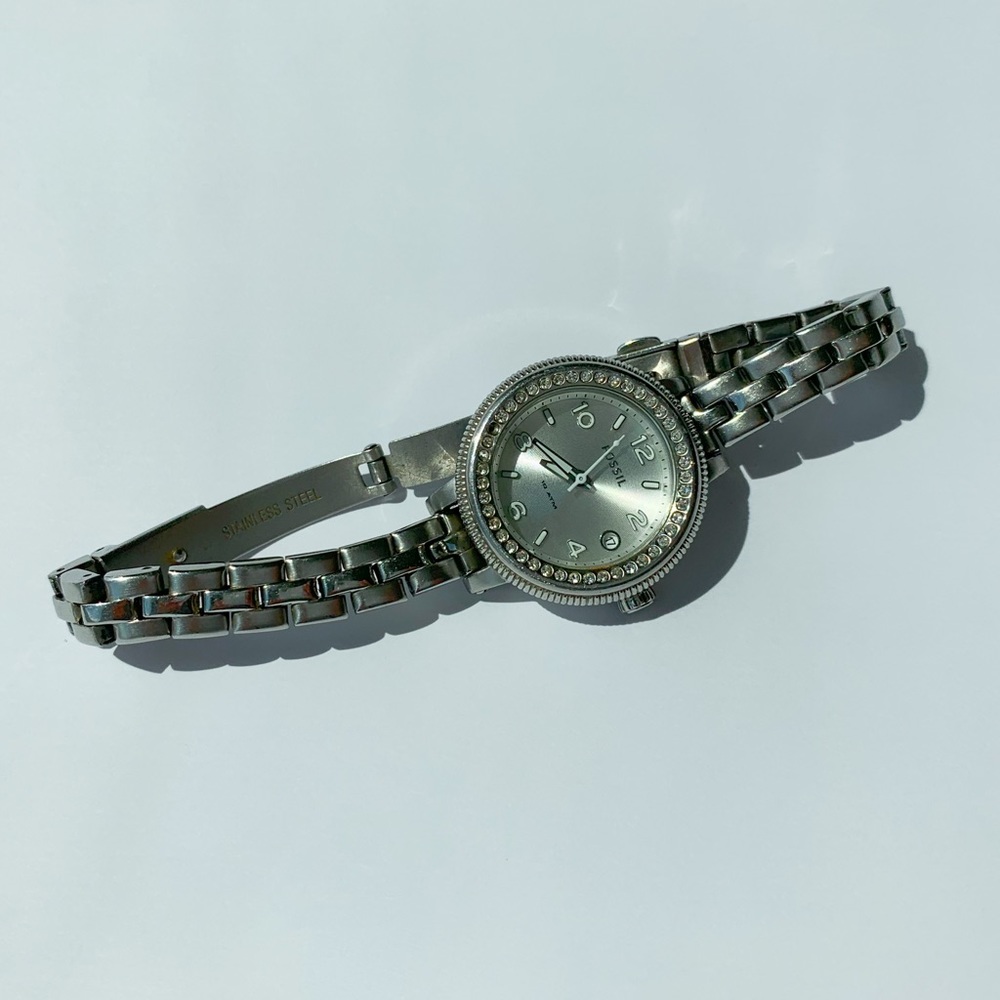 Silver Fossil Watch